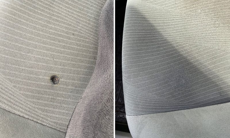 fabric car seat cigarette burn repair Autobekleding Upholstery